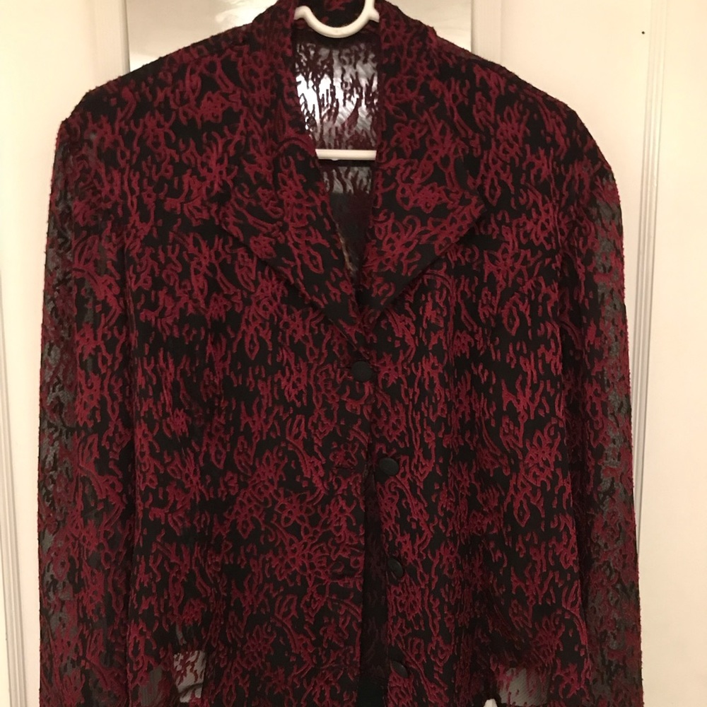 Black and red sheer blouse